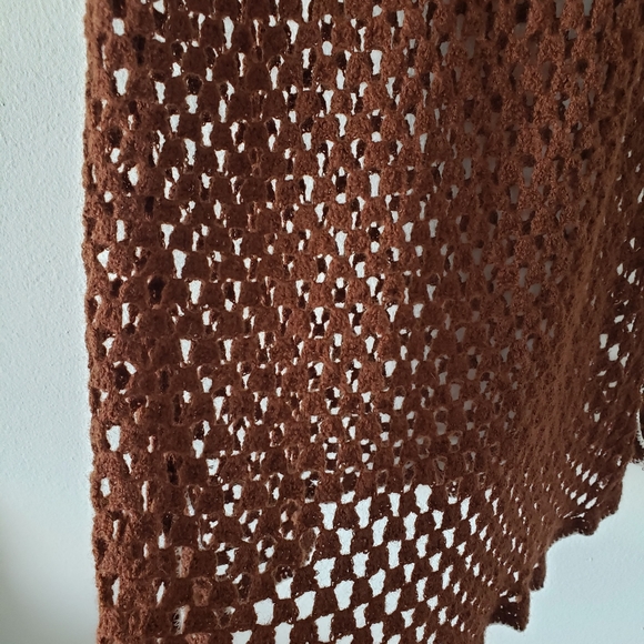🏝 crochet beach ⛱ sleveless brown cover up size XS .cotton . - Picture 5 of 7